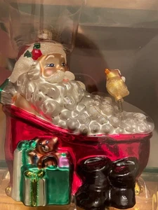 Vintage Christopher Radko Santa Schaumbad Weihnachtsschmuck Ornament ~ IOB - Bild 1 von 8