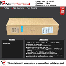 Cisco Meraki MR46-HW Quad-Radio 4x4 4 802.11ax WiFi 6 Unclaimed WAP w/Mounts