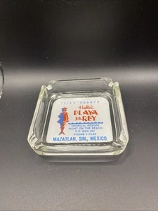 Vintage Marketing Aschenbecher Playa del Rey Mazatlan Mexiko Klarglas MCM - Bild 1 von 5