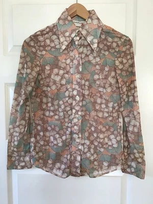 Conjunto de 2 Blusa Floral Flecha Dama De Colección, Retro, Años 70, Discoteca, Studio 54, *defectos* Foto 1 de 4