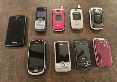 Samsung LG Sony Pantech Teléfonos Deslizantes Abatibles AT&T Para Reparación Lote De 9 Foto 1 de 4