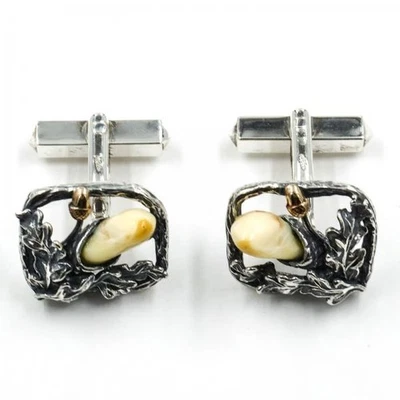 Manschetten knöpfe mit Grandeln 835 Silber Tracht cufflinks silver . - Bild 1 von 4