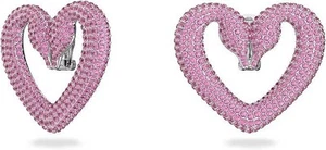Pendientes Clip Swarovski Una Corazón, Mediano, Rosa, Chapado en Rodio - Imagen 1 de 3