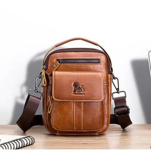 Men's Leather Shoulder Bag Travel Messenger Pack Handbag Crossbody Sling Bag - Picture 1 of 26