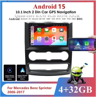10.1'' Android 4+32GB Car Stereo Radio GPS Navi WIFI For Benz Sprinter 2006-2017 - Image 1 of 4