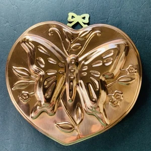 Vintage Kupfer Herz Jello Form Kuchenform Wanddeko Schmetterling Kupfer Shoppe - Bild 1 von 6