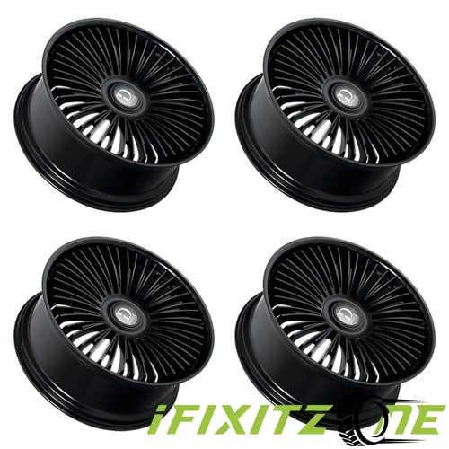 4 x Dolce Razzo Gloss Black Wheels 22x9.5 +18et Classic Luxury Rims ...