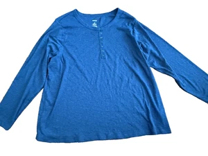 Top Sonoma plus taglia 2X manica lunga tinta unita blu nuovo con etichetta - Foto 1 di 6