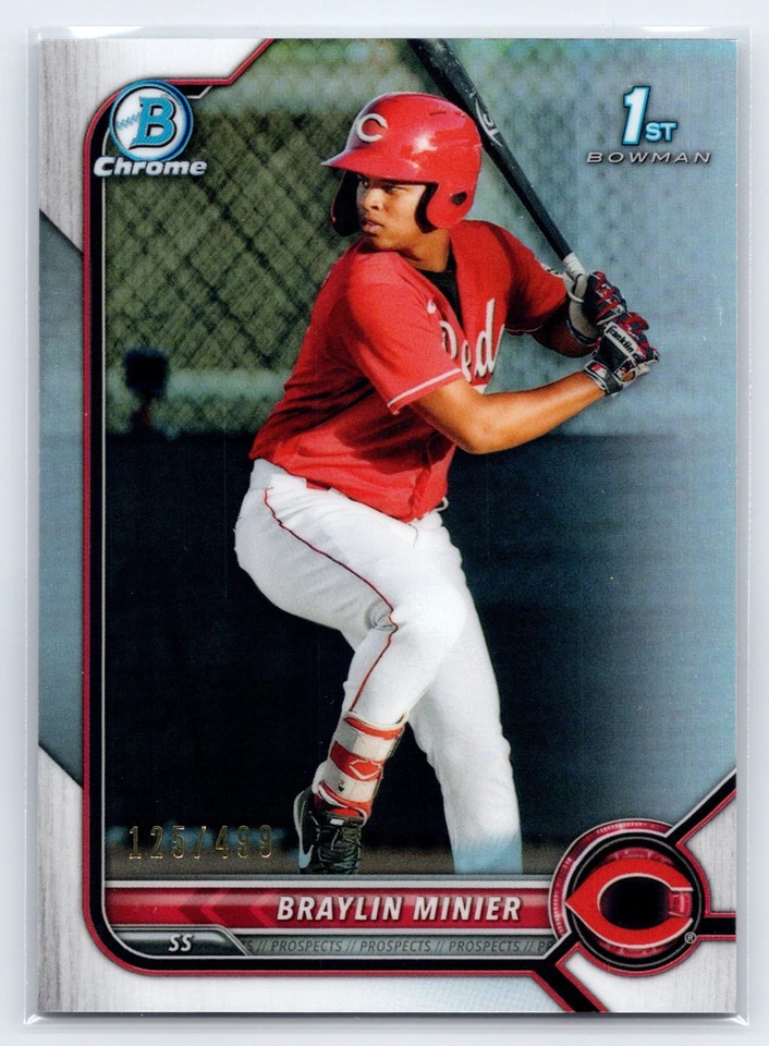 2022 Bowman Chrome Prospects Refractor /499 Braylin Minier #BCP-93 Reds - Image 1 of 2