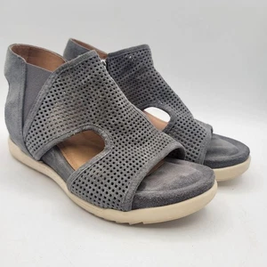 Sandalias Sofft Shandi Gris Gamuza Punta Abierta Tirantes Cómodas Cuña Cremallera Lateral Para Mujer 8 - Imagen 1 de 11