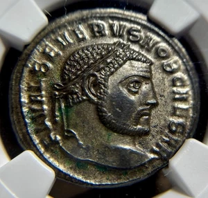 Severus II (AD 306-307) Nummus, NGC Ch AU 5/4 Silvering - Picture 1 of 8