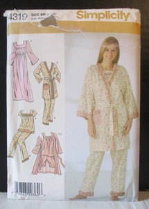 Simplicity Pattern 4319 Misses Nightgown Long Short Pajamas Robe Sz M-L-XL 14-24 - Picture 1 of 14