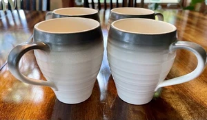 Mikasa Gray Swirl Ombré Mugs Set of Four Coffee Cups Ribbed EUC - Picture 1 of 9