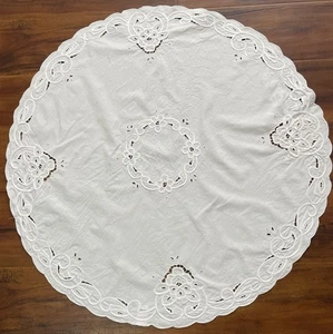 Battenburg Lace Doily Centerpiece White 32" Round Cotton Victorian Shabby Chic - Picture 1 of 4