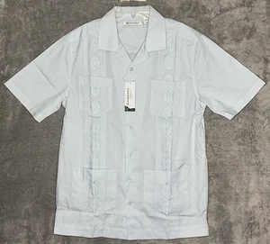 Cubavera Mens Small Light Blue Shirt Embroidered 4 Pockets Short Sleeve NWT - Picture 1 of 7