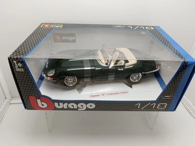  Burago 1:18 Jaguar Type E Cabriolet 1961 Verte - Photo 1/4
