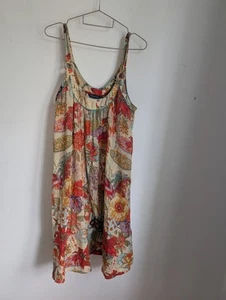 French Connection Sommerkleid rot beige Blumen Träger Größe L (T25) - Bild 1 von 7