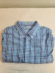 Izod Hemd Herren 20 Tall 35 36 Blau Kariert Langarm Klassisch Preppy Business - Bild 1 von 10