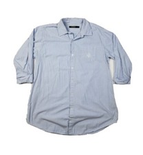LRL Ralph Lauren Light Blue Stripe Roll Sleeve Logo Button Up Shirt Mens L