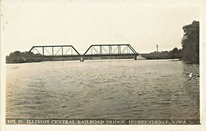 Independence IA Illinois Central Railroad Bridge Real Photo Postcard  - Picture 1 of 2