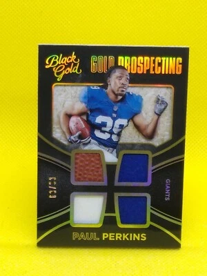 Paul Perkins 2016 Black Gold Prospecting ROOKIE QUAD #GQ17 NY Giants UCLA 63/99 - Image 1 of 2