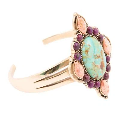 Brazalete Regalia Azul Turquesa Púrpura y Naranja Coral Dorado Foto 1 de 4