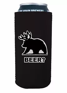 Beer Bear Funny 16 oz Can Coolie, Choice of Color, Pounder, Tall Boy - Picture 1 of 14