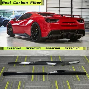 Real Carbon Fiber Sideskirts 2PCS Side Skirt Lip Cover Bodykits For Ferrari 488 - Picture 1 of 23