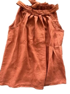 Bella Umbra Linen Women’s Top Medium Rust Color Sleeveless Italian Blouse - Picture 1 of 7