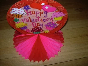 SET OF 3 "HAPPY VALENTINE'S DAY" HONEYCOMB CENTERPIECES--10" HIGH---#V2 - Picture 1 of 24