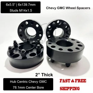 4 6x5.5 Hub Centric Wheel Spacer 2" For Chevy GMC Silverado 1500 Sierra 6x139.7 - Picture 1 of 4