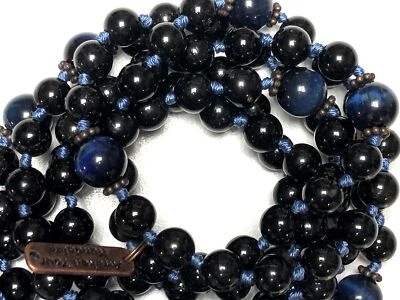 Find Balance & Strength with the Black Tourmaline & Blue Tiger's Eye Mala - Image 1 of 4