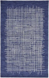 10' X 14' Blue And Ivory Wool Plaid Tufted Handmade Stain Resistant Area Rug - Picture 1 of 1