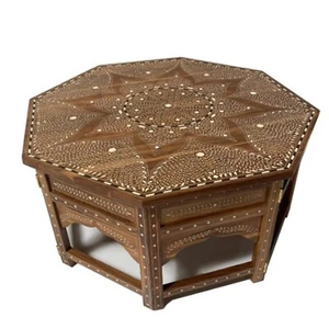 Home Décor Wood Bone Inlay Octagon Side Table / Coffee Table / Center Table Furn - Picture 1 of 12