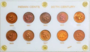 1900-1909 10-Coin Lot 1C Indian Head Cents in Capital Plastics Holder UNC Detail - Picture 1 of 2