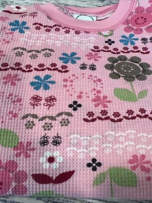 NWT Girls CIRCO Sz 12 Thermal Pajamas / Thermal Long Underwear 2pc PINK FLOWERS - Image 1 of 4