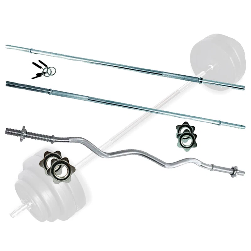 TOORX Kit Bilanciere Palestra in Acciaio Cromato 25mm Fermadischi Inclusi e Set Ghisa