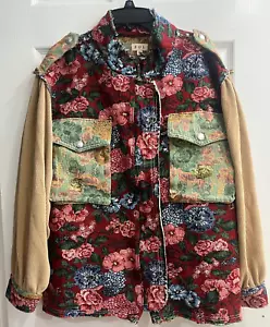Chaqueta Chaqueta Chaqueta POL Patchwork Relleno Floral Cremallera Manga Larga Grande Pequeña Nueva Sin Etiquetas - Imagen 1 de 7