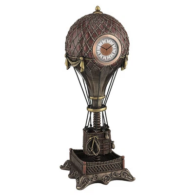 Steampunk hot air balloon clock home decor 12 hour battery operate Antique Stlye - Image 1 of 4