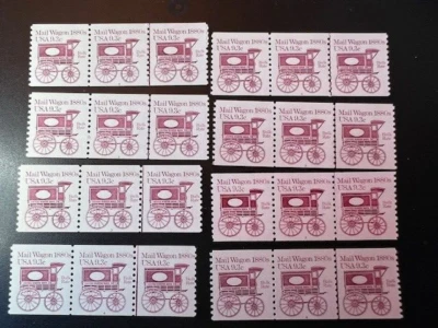 Mail Wagon US Scott 1903 Coil, 8 Strips of 3, MNH - Image 1 of 2