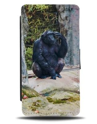 Chimpanzee Thinking Flip Wallet Case Chimpanzees Photograph Picture Monkey BG24 - Image 1 of 3