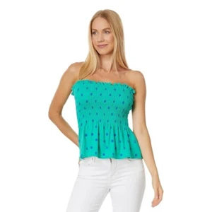 Lilly Pulitzer Jadis Tube Top Smocked Polka Dot Printed Botanical M NWT 279246 - Picture 1 of 8