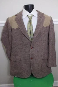 PENDLETON Men's Brown Suede Shoulder Wool Blazer Jacket Size 44L (200 - Picture 1 of 4