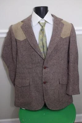 PENDLETON Men's Brown Suede Shoulder Wool Blazer Jacket Size 44L (200 - Image 1 of 4