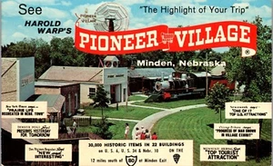 Vintage AK Warps Pionierdorf Werbung Straßenrand Attraktion Minden NE - Bild 1 von 3