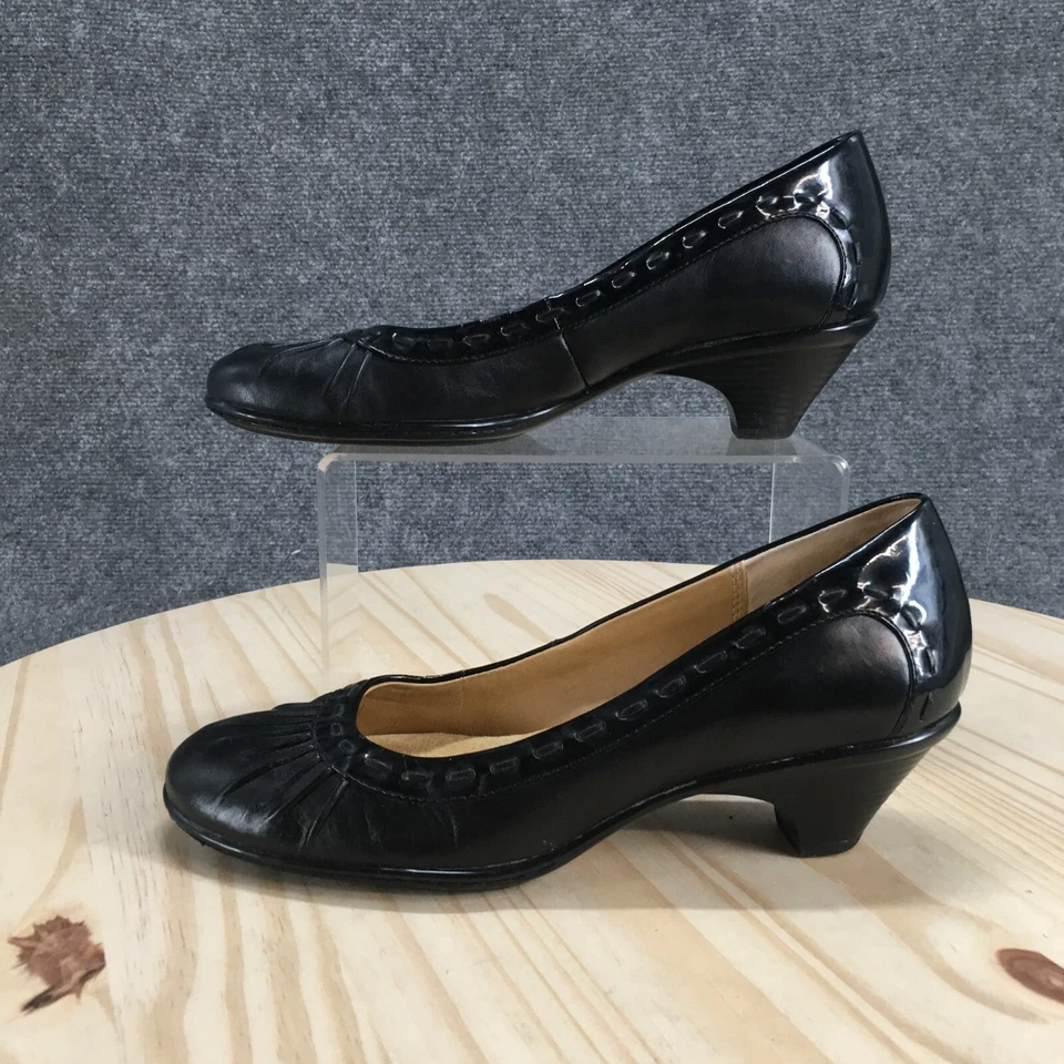Softspots Heels Womens 7N Pump Black Leather Low Top Block Round Toe Casual - Image 1 of 4
