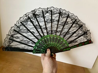 Abanico Plegable Abanico de Encaje Hueco con Rosas Rojas Baile Fiesta Boda Abanico de Mano Plegable Foto 1 de 4