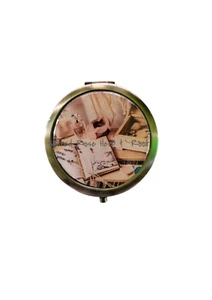 Perfume Boudoir Compact Mirror Travel Purse Pocket Antique Bronze Makeup Mirror - Picture 1 of 2