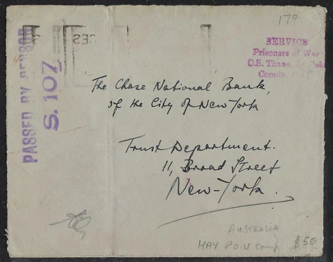AUSTRALIA 1941 WWII FROM PRISONER OF WAR CAMP 7 EASTERN COMMAND BASE SERVICE PRI Cover