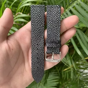 Black Stingray Watch Strap For Men, 20mm Quick Release Stingray Watch Band Gift - Picture 1 of 3